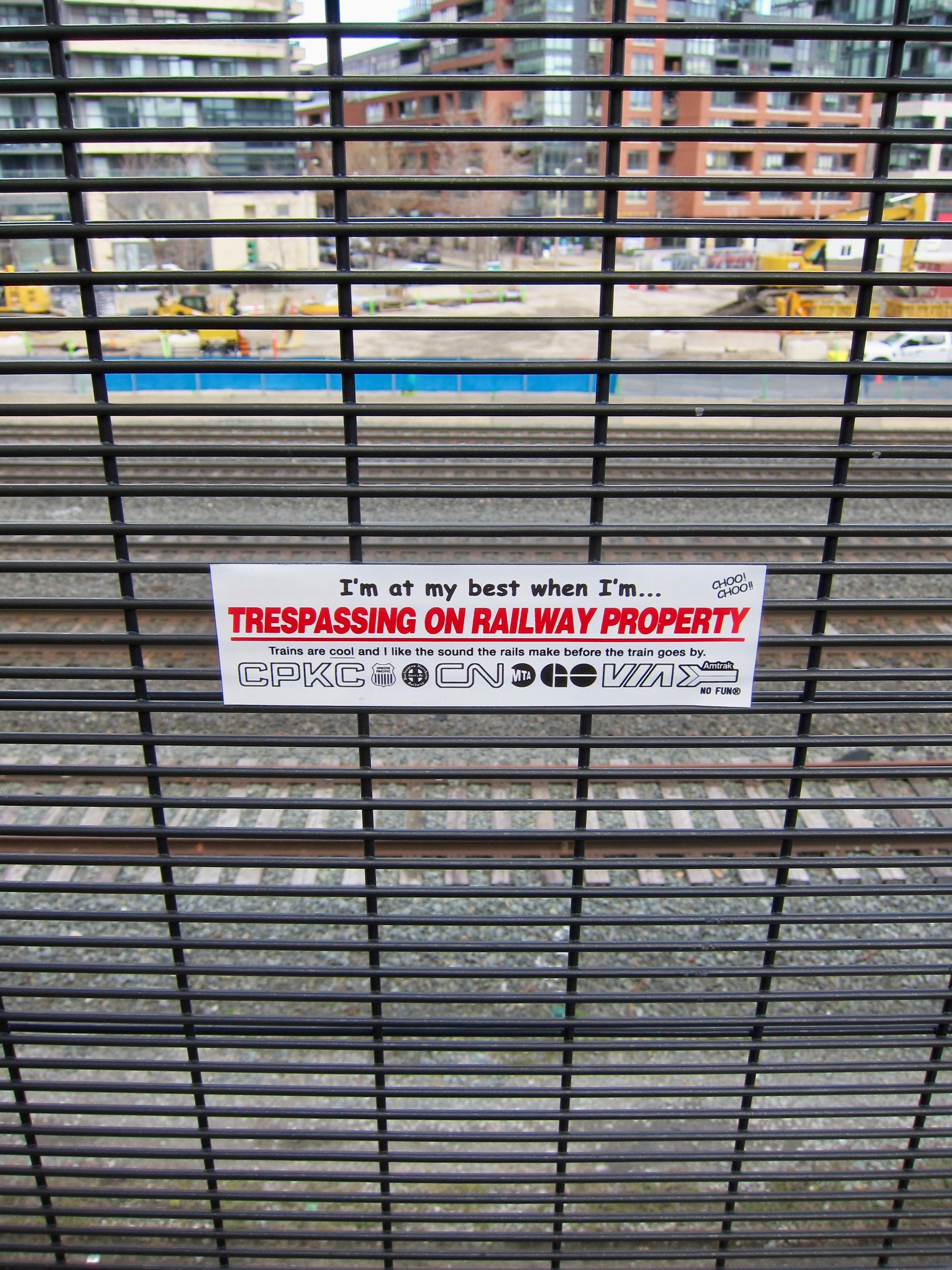 "Trespassing on Railway Property" Bumper Sticker