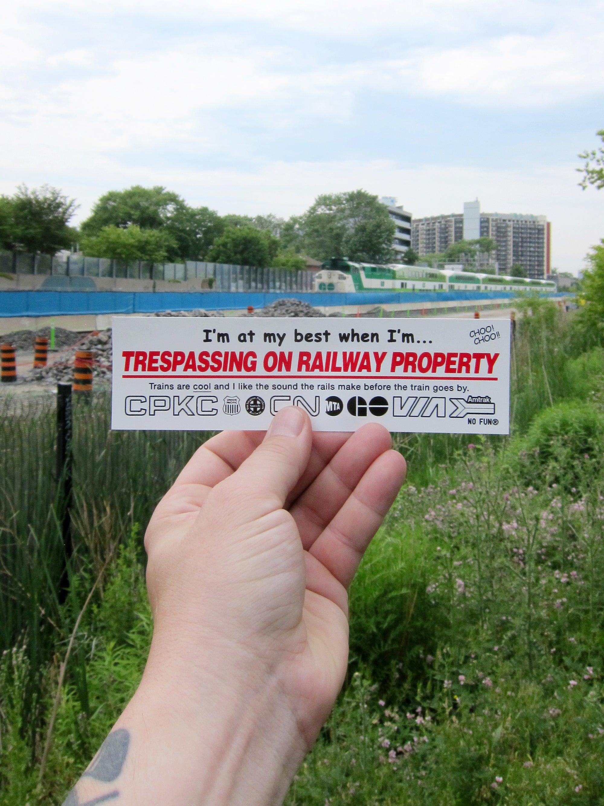 "Trespassing on Railway Property" Bumper Sticker