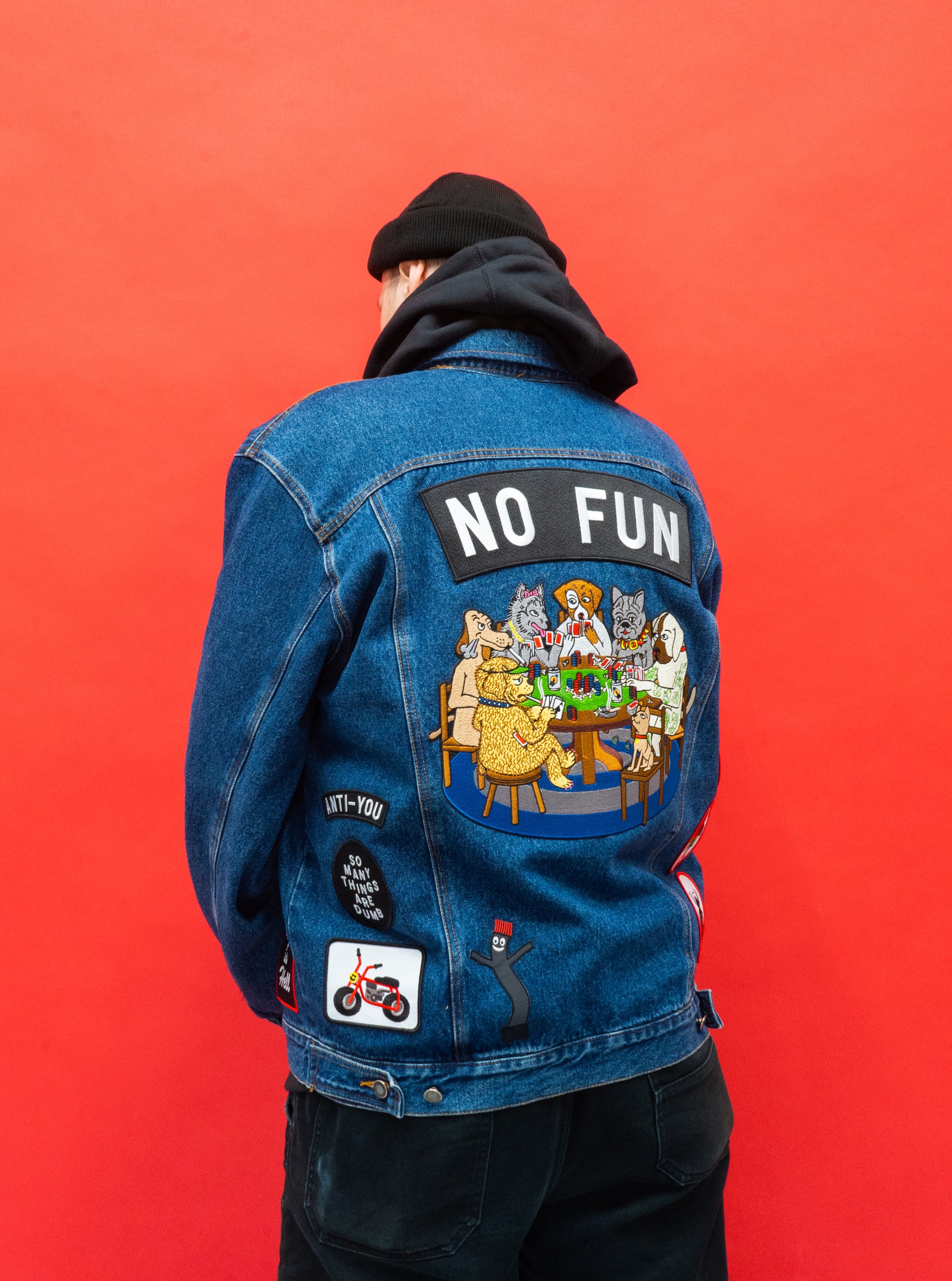 Patched Vintage Denim Jacket - Studio Sample - Size XXL