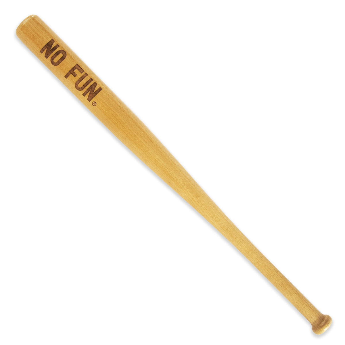 The original "NO FUN®" mini bat.  The bat measures 18" long and features a laser engraved "NO FUN®" logo near the top of the barrel.   