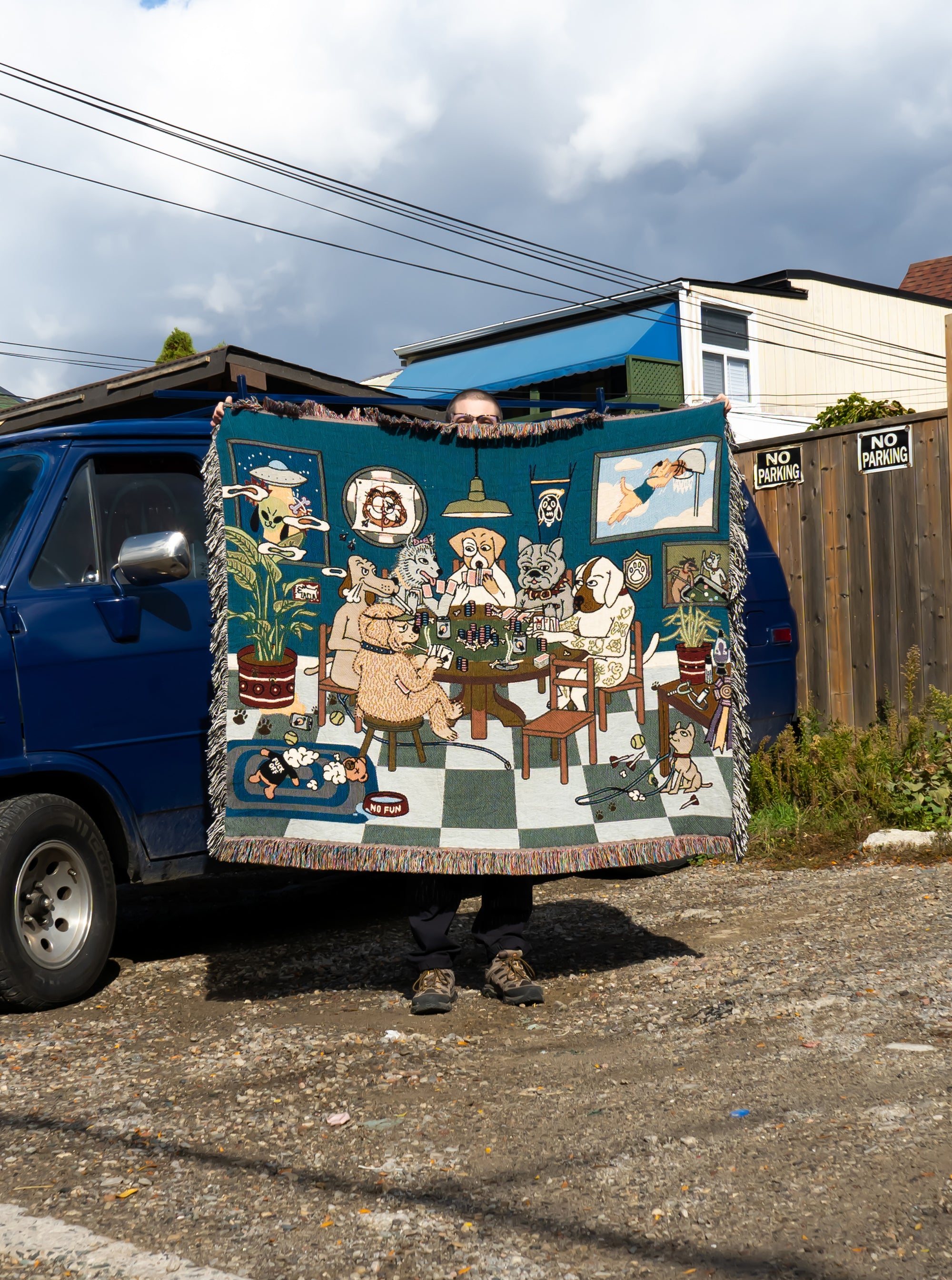 "Poker Dogs" Woven Blanket