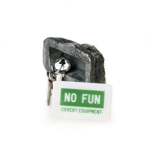 Detail of No Fun Press Rock, showing key.